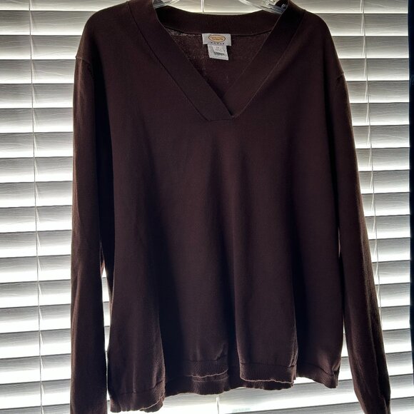 Talbots 2X Brown Vneck Sweater - Picture 1 of 9